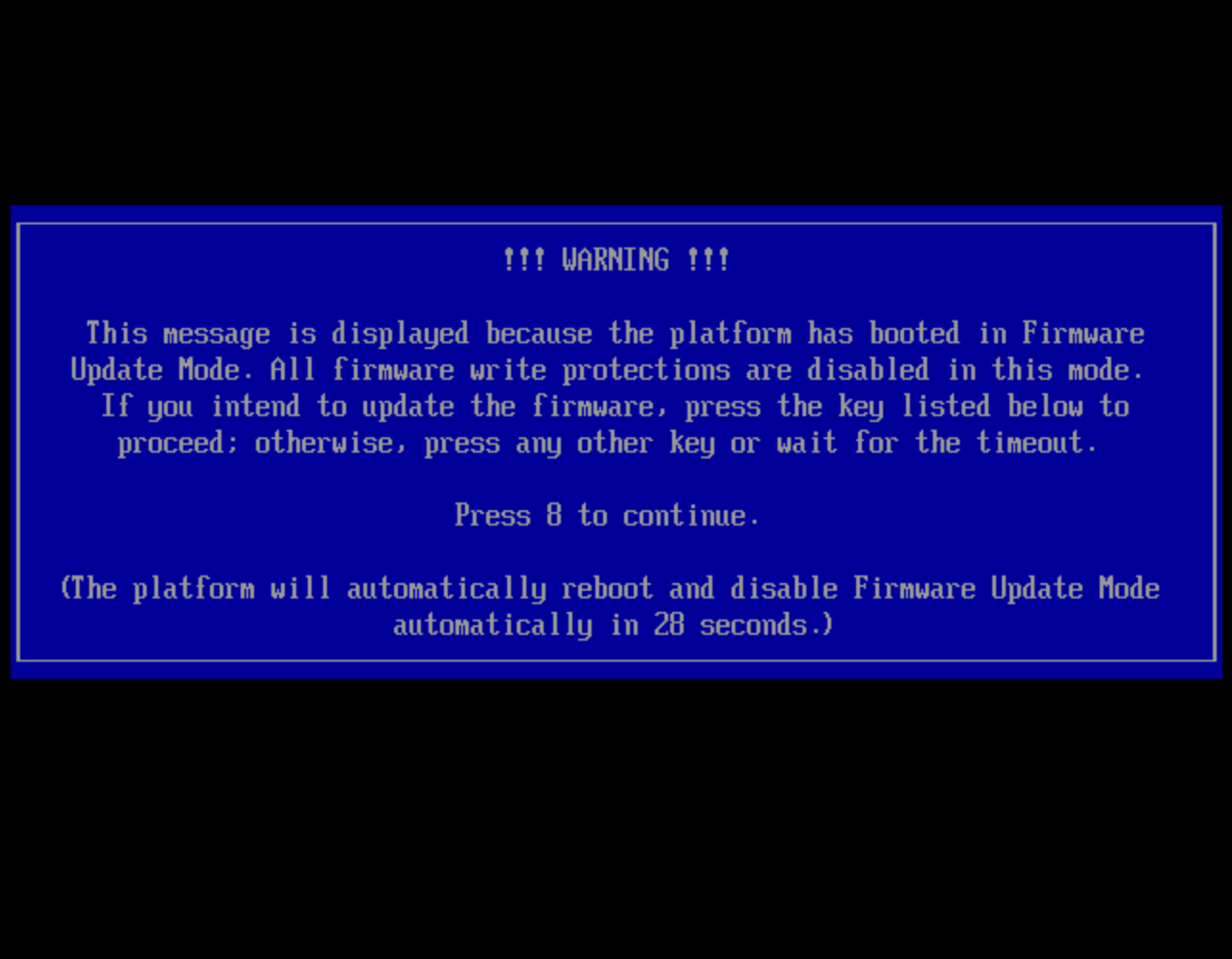 Firmware Update Mode warning