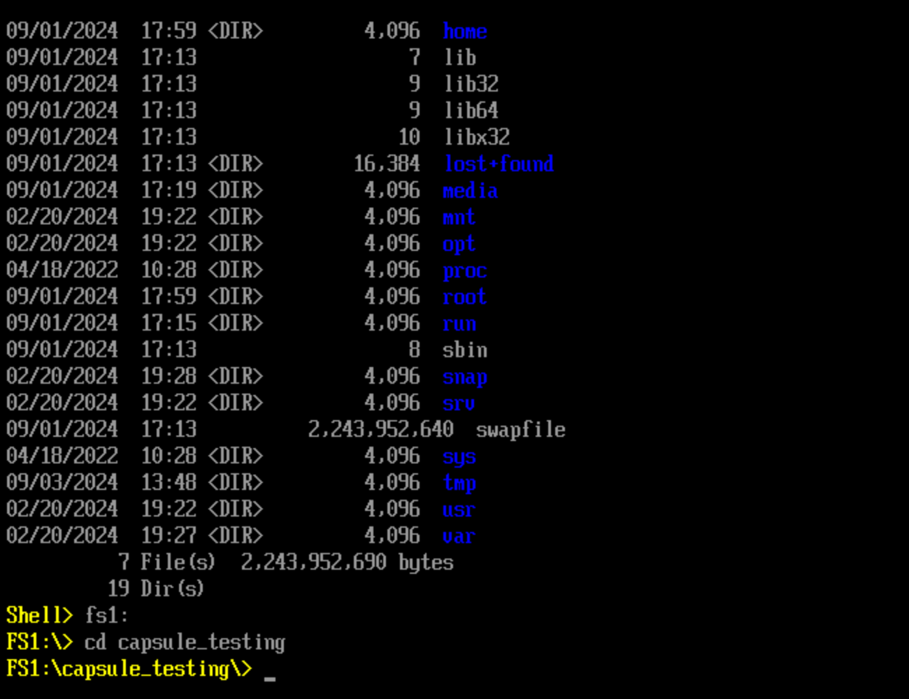 Change directory in UEFI Shell